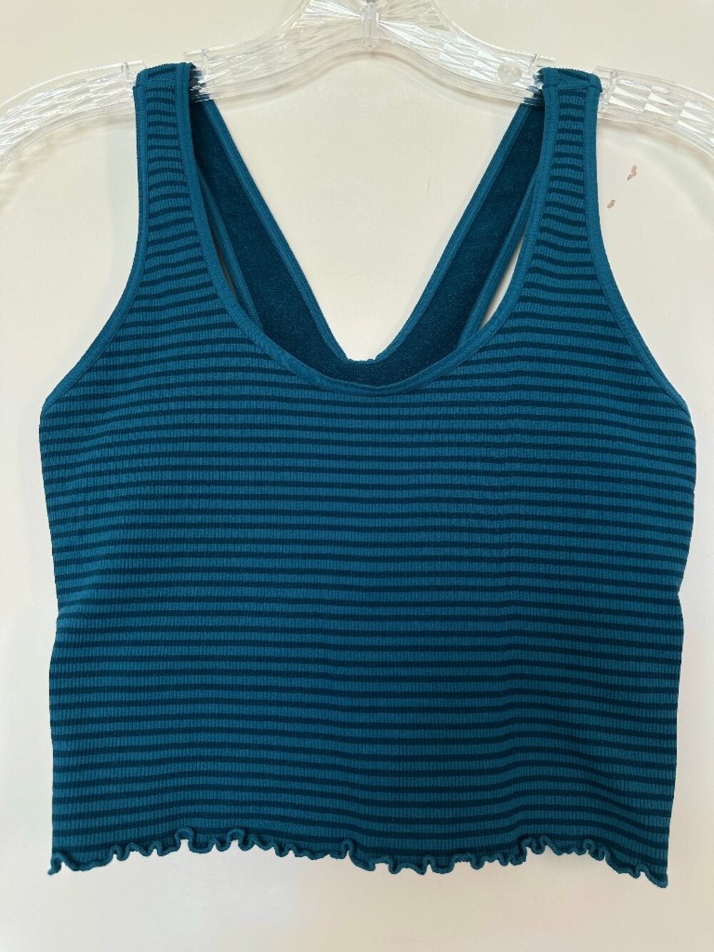 Spiritual Gangster Amor Crop Tank Striped Blue Lined w/ Shelf Bra XS/S